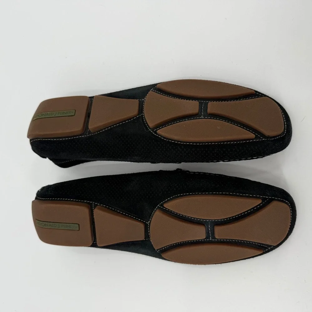 Donald J Pliner Driving Loafers Women Size 10 Black Suede Bit Perforated Italy‎